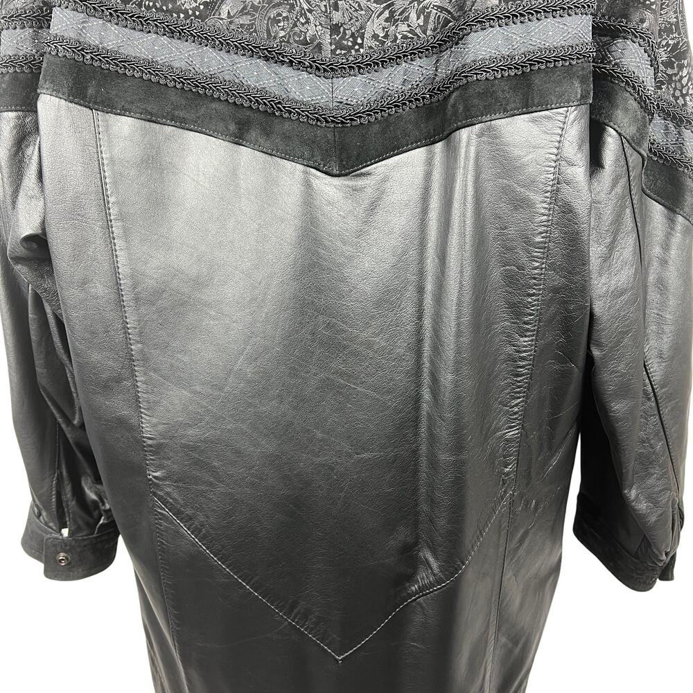 Wilsons Leather Long Trench Coat Jacket Mens Medium Black VTG Lace Suede Lined - Picture 13 of 16